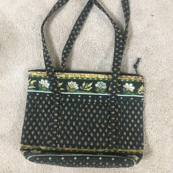 Vera Bradley Black Green Gold Tote Purse - Picture 1 of 1